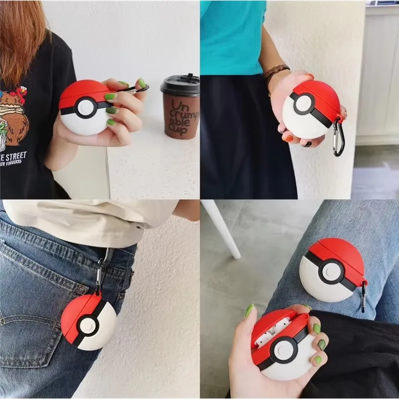 3D Cute Pocket Monsters Pokemon Poké Ball Earphone Case For Airpods 4 2 3 1 Pro 3 2 Wireless Bluetooth Headset Protective Cover