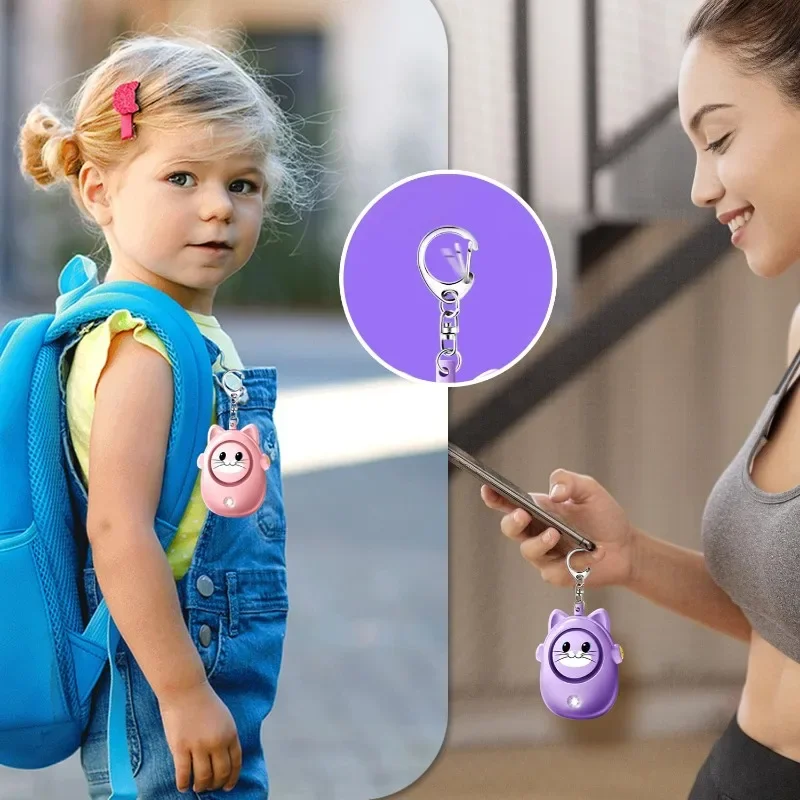 แมวน่ารักส่วนบุคคล Self Defense ALARM Light 130dB ป้องกันตัวเองไซเรนปลุกความปลอดภัยสําหรับกลางแจ้งผู้หญิงสาวส่วนบุคคลพวงกุญแจปลุก