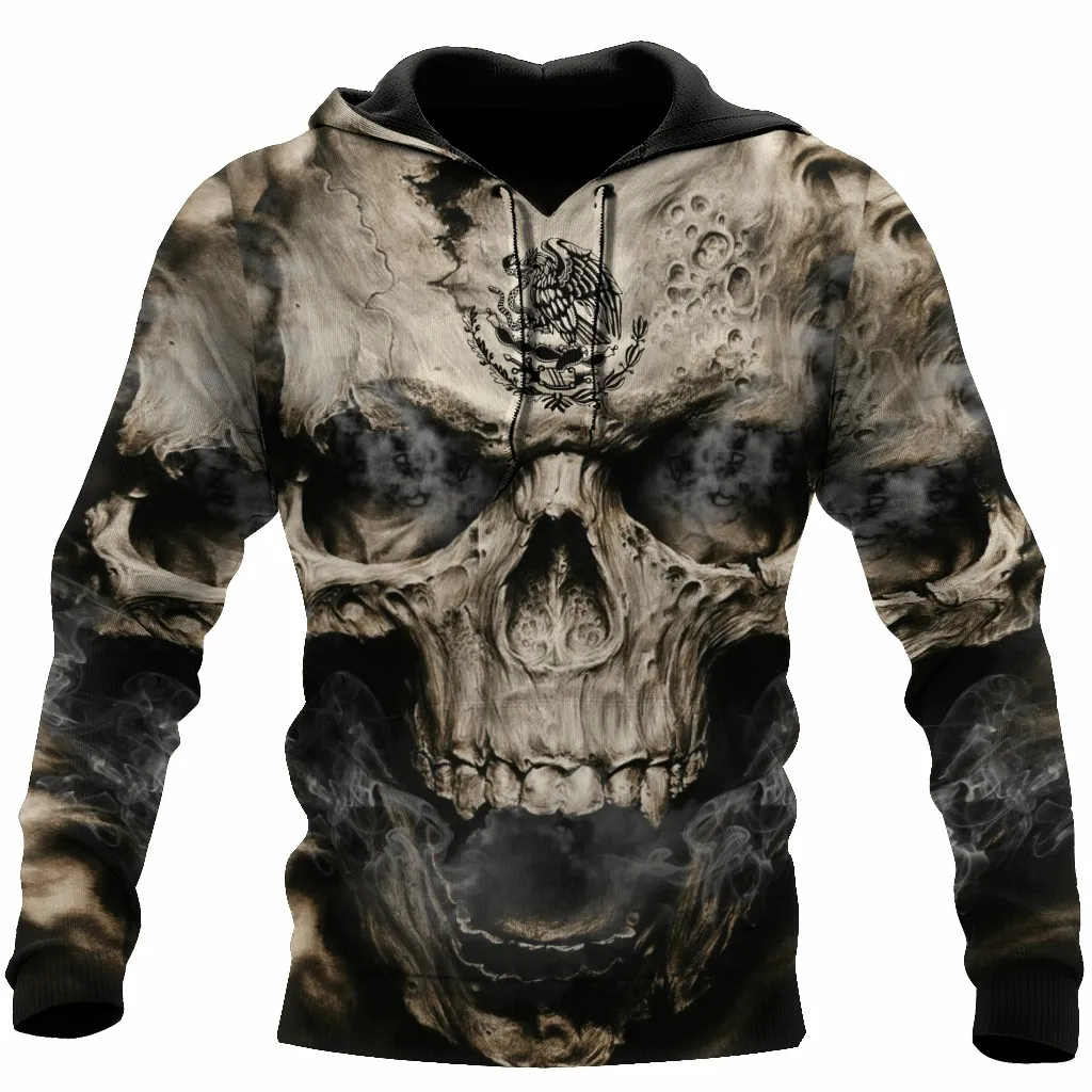 Dazzling Cool Skull Printed Mens Women Universal Hoodies Autumn Fashion Street Men Sweatshirts Outdoor Casual Loose Pullover Top