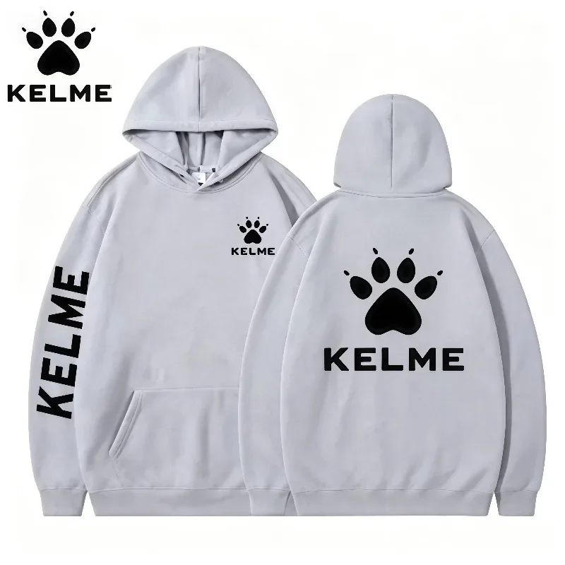 KELME Unisex Casual Pullover Hoodie Einfarbiger Sweatshirt Fleece Weich Kängurutasche Kordelzug Streetwear Locker Sitzendes Oberteil – Detail 14
