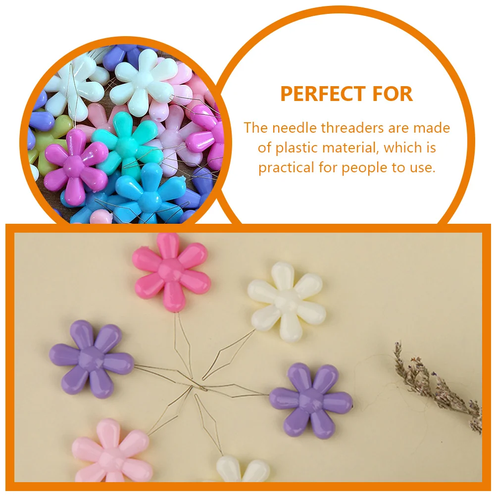 

50pcs Flower Needle Threaders Plastic Simple Flower Shape Threader For Needles Sewing Embroidery Tools Kit Gifts Household