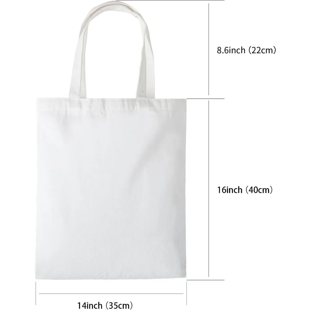 60 Pack Sublimation Tote Bags Blank Canvas Tote Bags Reusable Polyester Grocery Bags for Heat Transfer Vinyl DIY Crafting White,