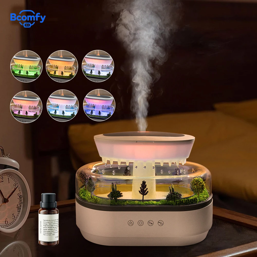 

Ароматический увлажнитель воздуха, имитация капель дождя, диффузор эфирного масла для домашней комнаты, ультразвуковой диффузор аромата со светодиодной красочной подсветкой