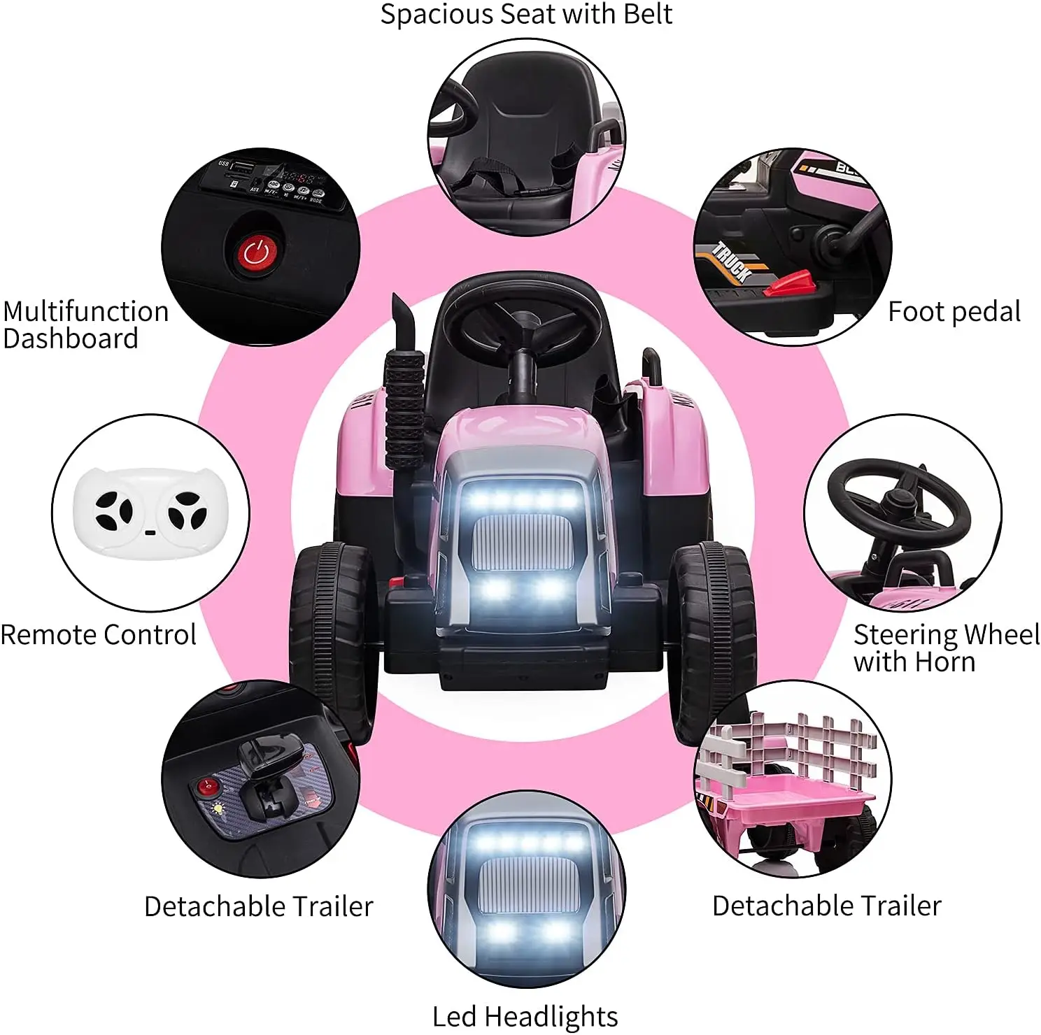 35W キッズライドオンミニトラック、電動乗用車、親用リモコン付きライト、音楽、高速・低速切替機能付き、3歳以上対象