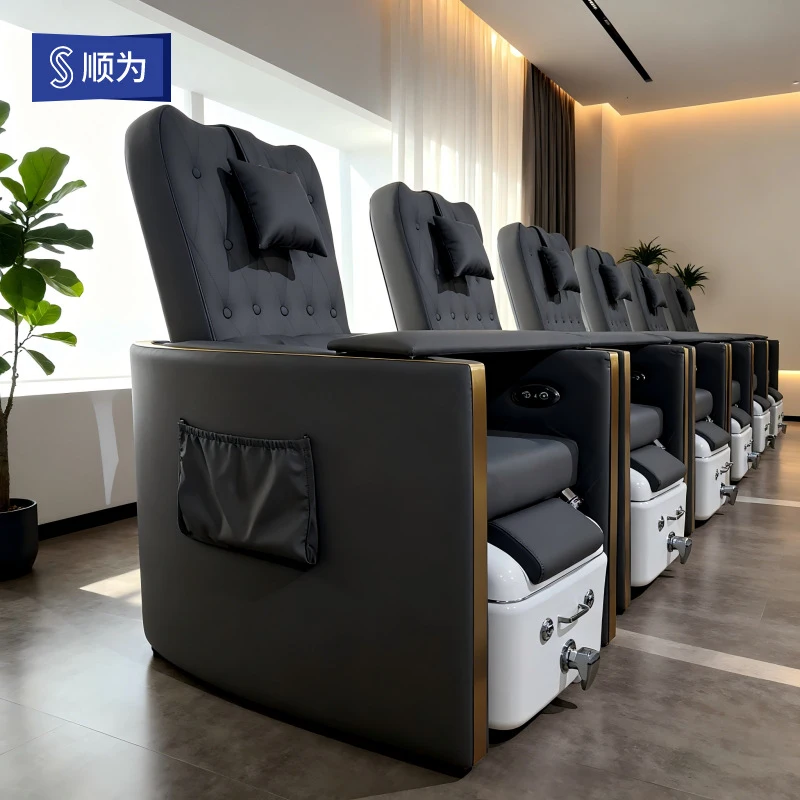 Luxury-Style Manicure Foot Chair With Remote Control, Reclining Backrest, And Surfing Massage Funct