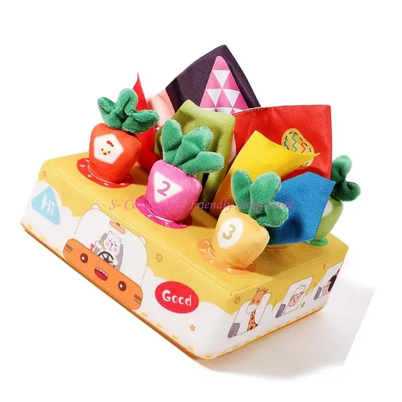 85AE Aprendizagem precoce Infantorial Brincho Crinkle Paper Plush Cenouts Tecidos coloridos