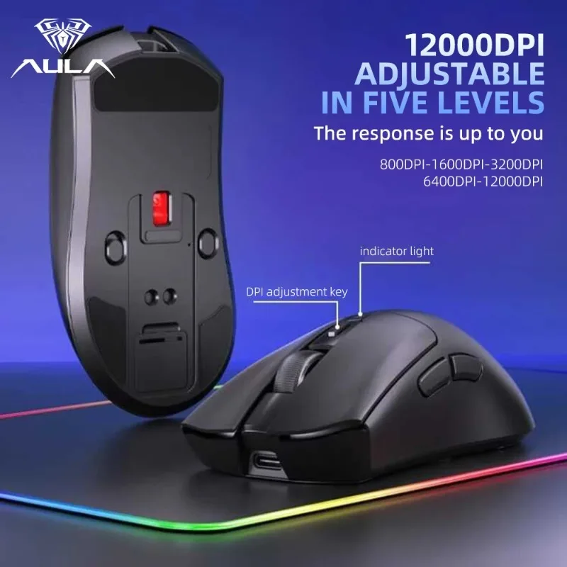 AULA SC580 Pro Gaming Mouse With Charging Base Adjustable 10000 DPI PAW3311 Sensor Wireless Laptop Accessories Bluetooth Mouse image 4