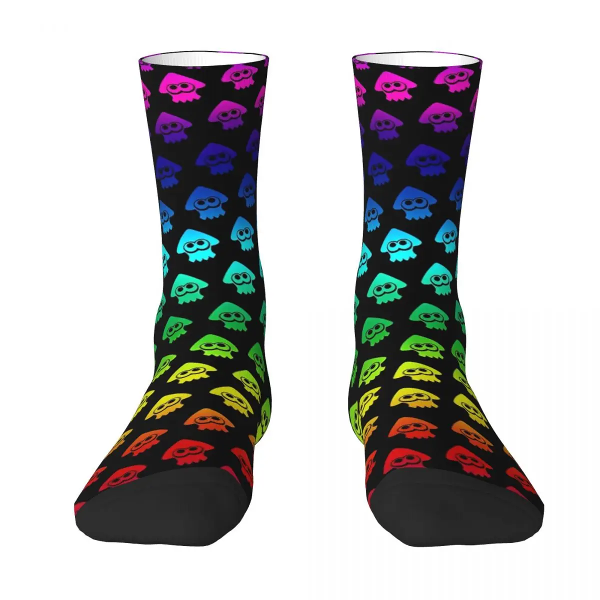 Rainbow Splatoon Socks Video Game Modern Stockings Adults Men Soft Breathable Cycling Socks Winter Design Anti-Slip Socks