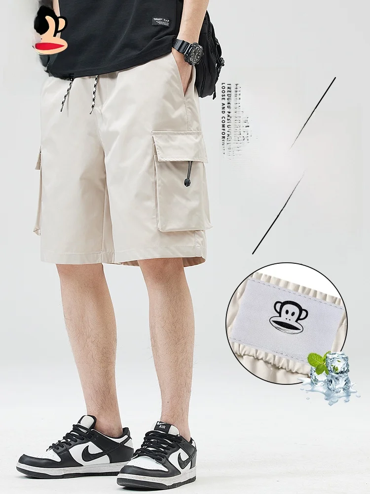 

PaulFrank Summer Thin Workwear orts Men's Casual Outdoor Loose Five-Quarter Pants Breathable Lightweight Polyester Fabric