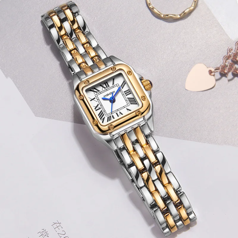 Mini New Women Watch Fashion Elegant Quartz Watch Stainless Steel Strap Waterproof Ladies Watch Blue Pointer