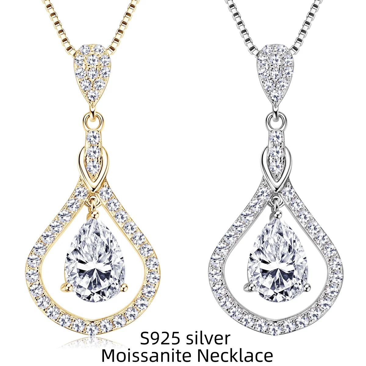 

S925 посеребренное 18-каратное золото премиум-класса в форме капли воды муассановое бриллиантовое ожерелье для женщин свадебные украшения