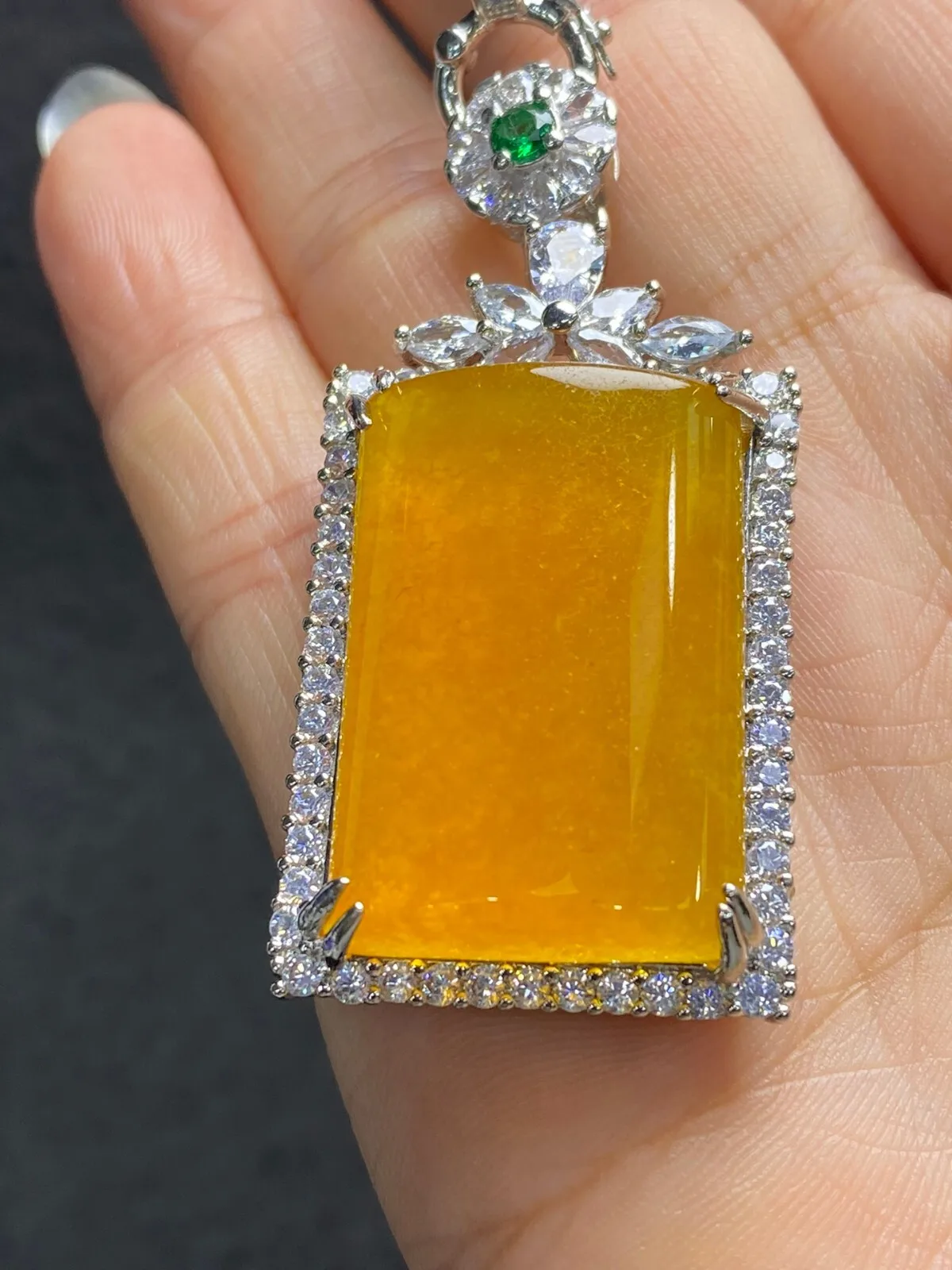 Certified Natural AAA Ice Yellow Jade Jadeite Inlay Fortune Pendant & Necklaces
