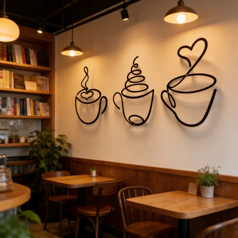 3-piece Nordic Style Iron Art Coffee Cup Wall Decor, Internet-Famous Shop Ins Style Wall Hanging