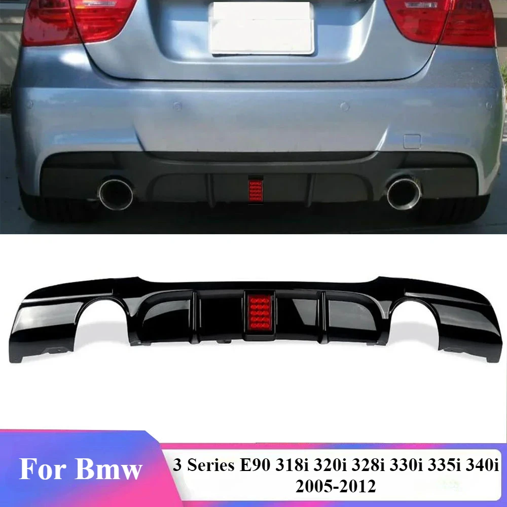 Rear Bumper Spoiler Lip  with Led Diffuser with Brake Light for Bmw 3 Series E90 318i 320i 328i 330i 335i 340i 2005-2012