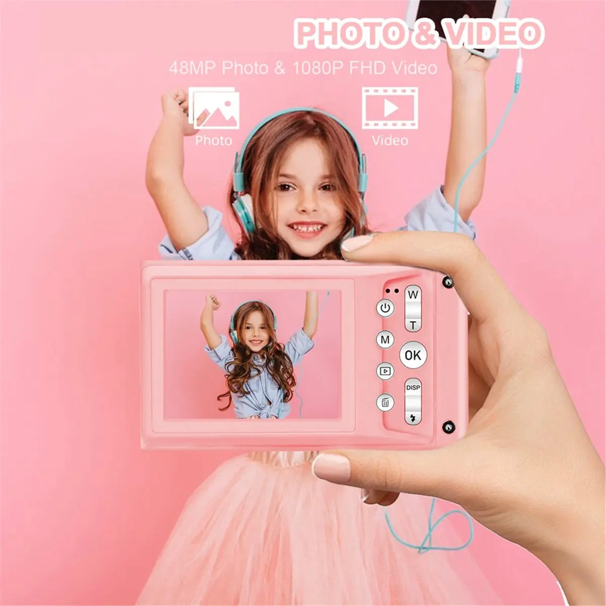 1080P Digital Kids Camcorder Camera 2.4inch Inches Autofocus Vlogging Compact Cameras for Beginner Photography Selfie