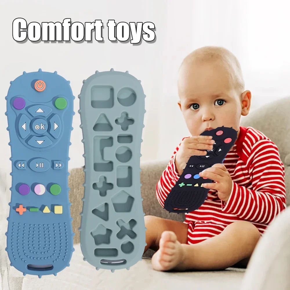Neuheit Silikon Simulation TV Fernbedienung Form Beruhigende Spielzeug Baby Food Grade Teaser Stick kinder Sensorische Bildung Spielzeug – Detail 9