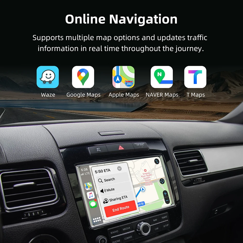 صندوق تحديث CarPlay اللاسلكي لسيارة Volkswagen Touareg RNS850 2011-2017 8 بوصة أندرويد أوتو لمرآة الملاحة Apple CarPlay Vw #5