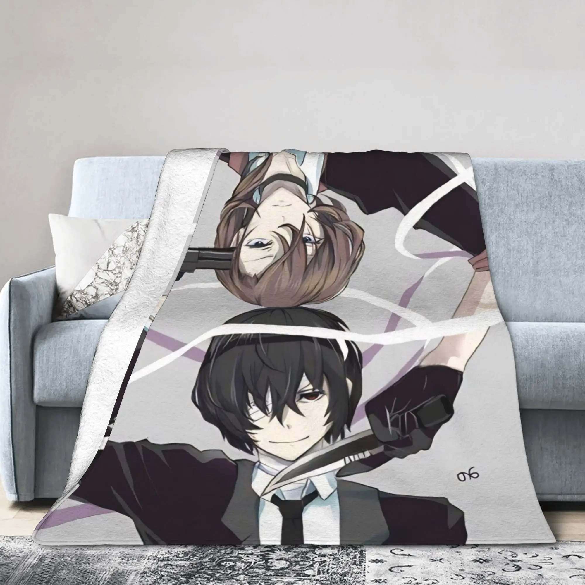 Dazai Bungo Stray Dogs   Blankets  Super Soft Funny Plush Throw Blanket For Kids Adult Couch Bed Flannel Bedspread Bed Cover