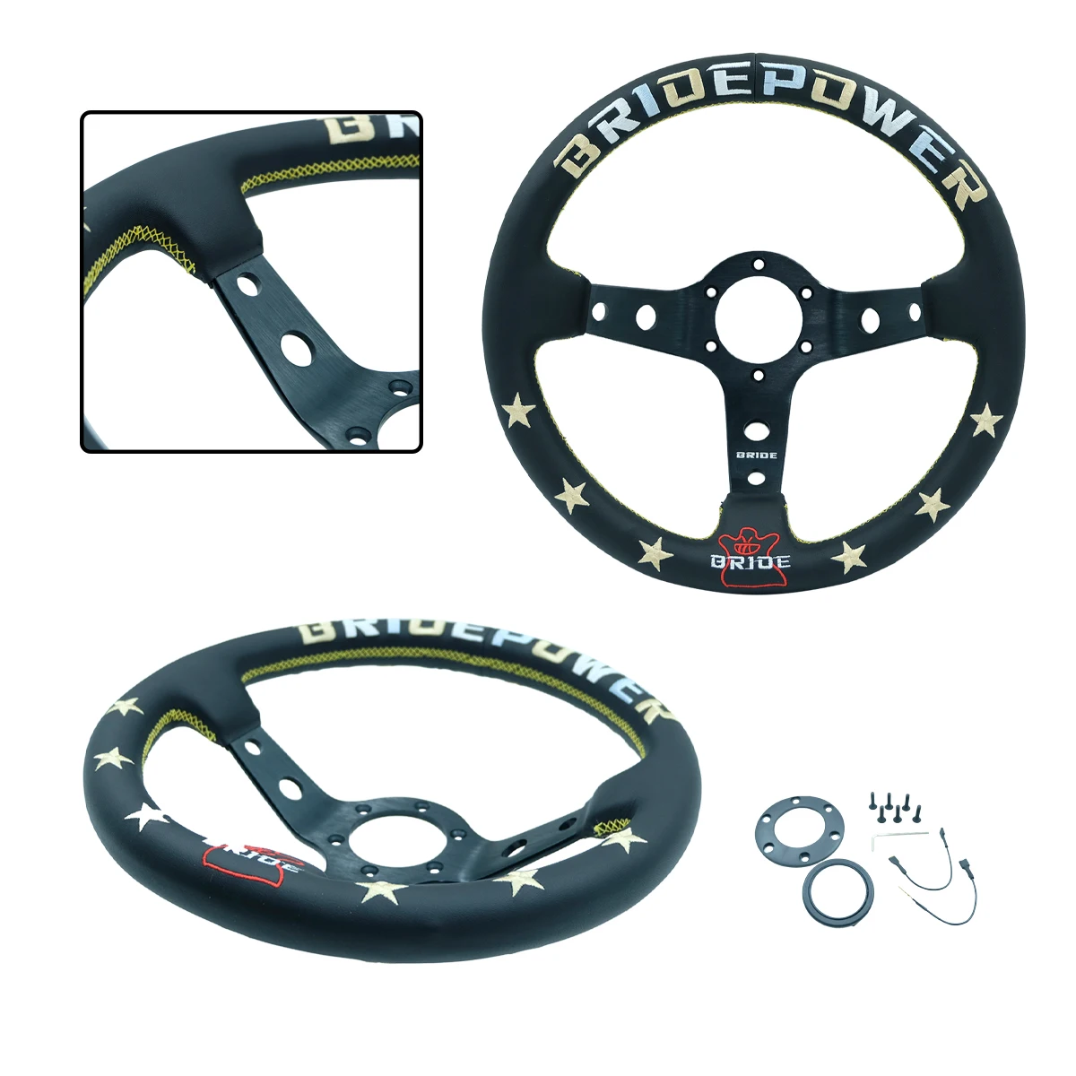 

Bride 13 Inch 340mm Racing Deep Recessed Steering Wheel Leather Simulated RacingGame Steering Wheel