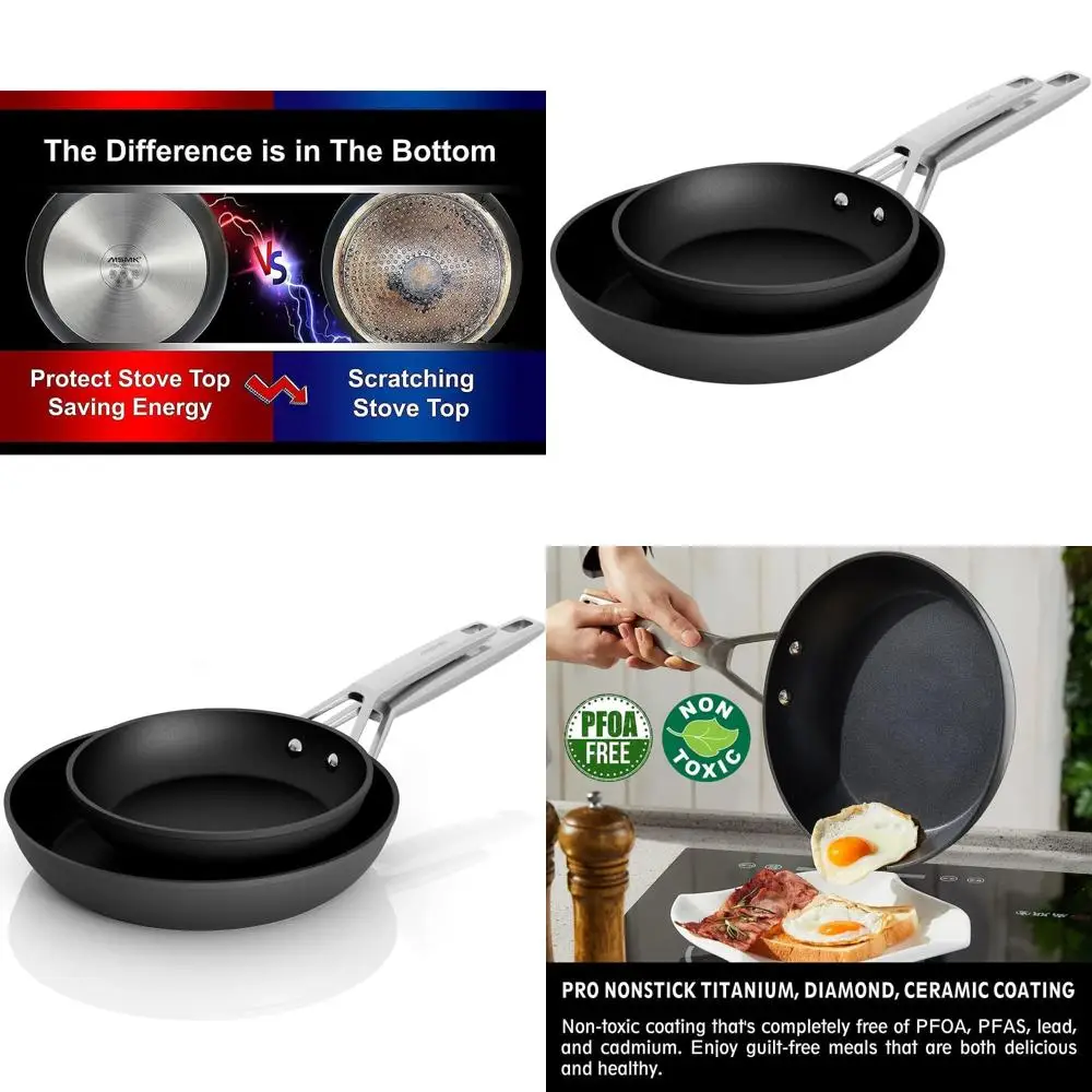 

8 & 10 PFOA-Free Nonstick Frying Pans, Scratch-Resistant, Oven-Safe, Induction-Ready, All Cooktops Compatible