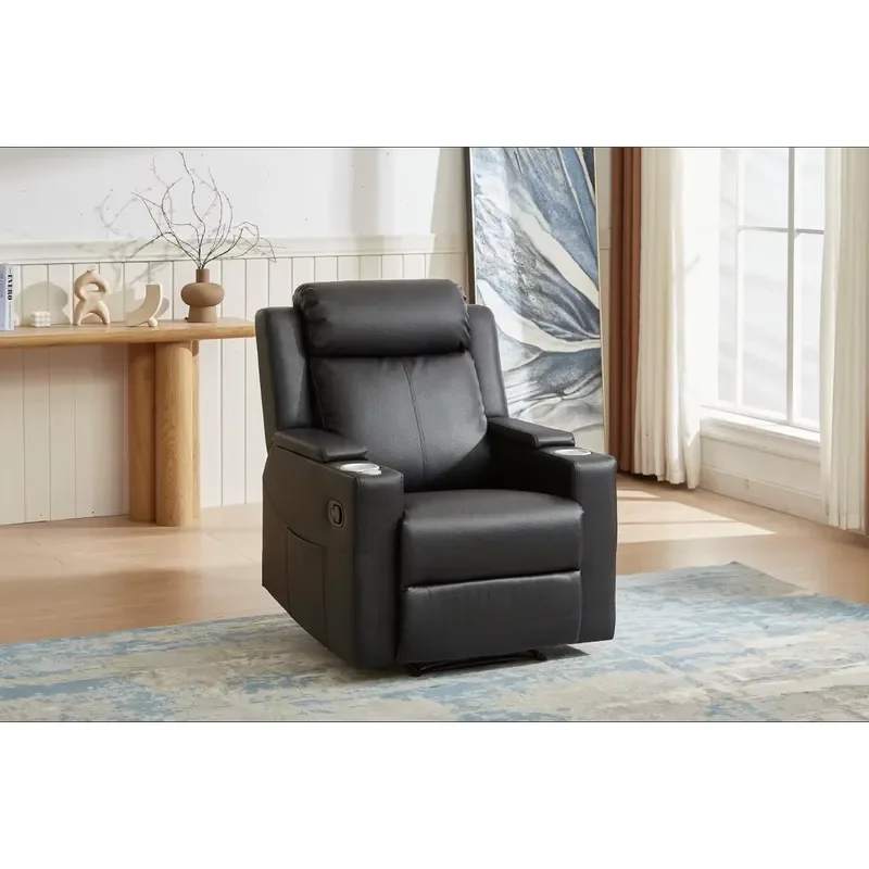 Recliner Ergonomic Single Home Theater Power Lift Quiet Motor Modern Cup Holder Design Leather Cinema Chair