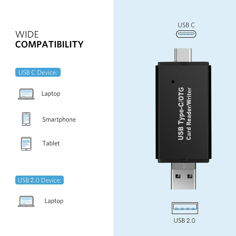 3 في 1 OTG USB 2.0 قارئ بطاقة SD TF بطاقة USB محول فلاش حملة محول قارئ بطاقة الذاكرة نقل البيانات للهاتف PC