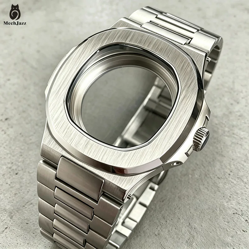 40mm Philippe‑Style Square Watch Case, Fit for 29.5mm Dial, Compatible with Seiko NH35 Movement, Sapphire Crystal Glass Back