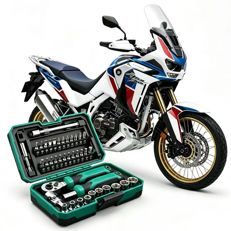 40PCS DIY Portable Universal Motorcycle Repair Tool Kit Socket Wrench Set For Kawasaki Versys 250 300 650 1000 1100 SE VERSYS