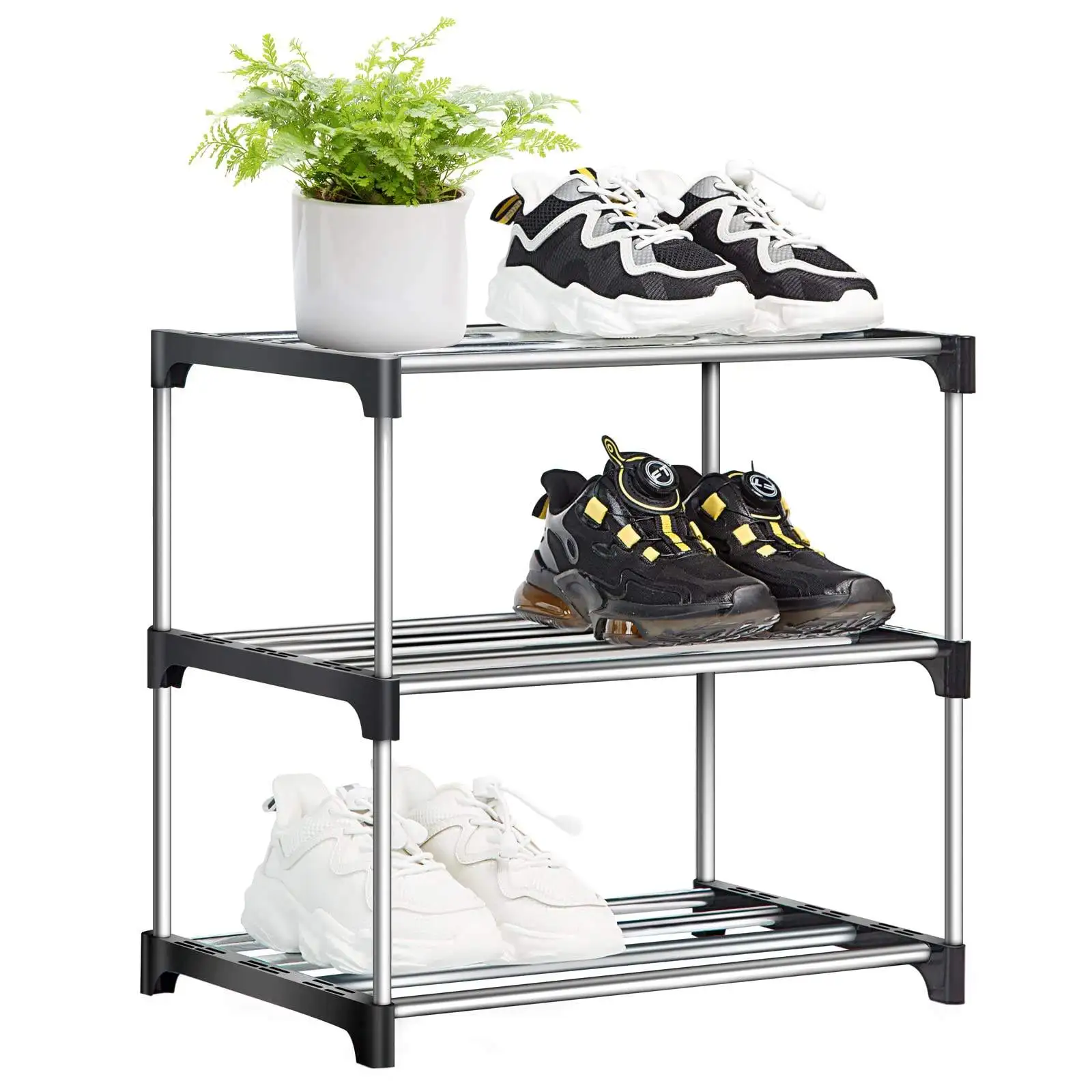 3 Tier Small Shoe Rack, Lightweight Shoe Shelf Storage Organizer Space Saving for Dormitory Closet Dorm Entryway Doorway