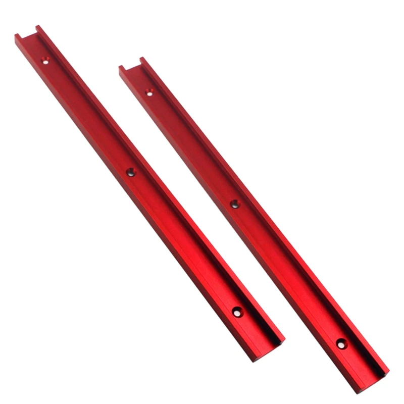 Aluminum 400Mm Double-Cut Profile Universal 3/4 T-Track With Predrilled Mounting Holes,30 Type T Track Red Aluminum Alloy 2Pc