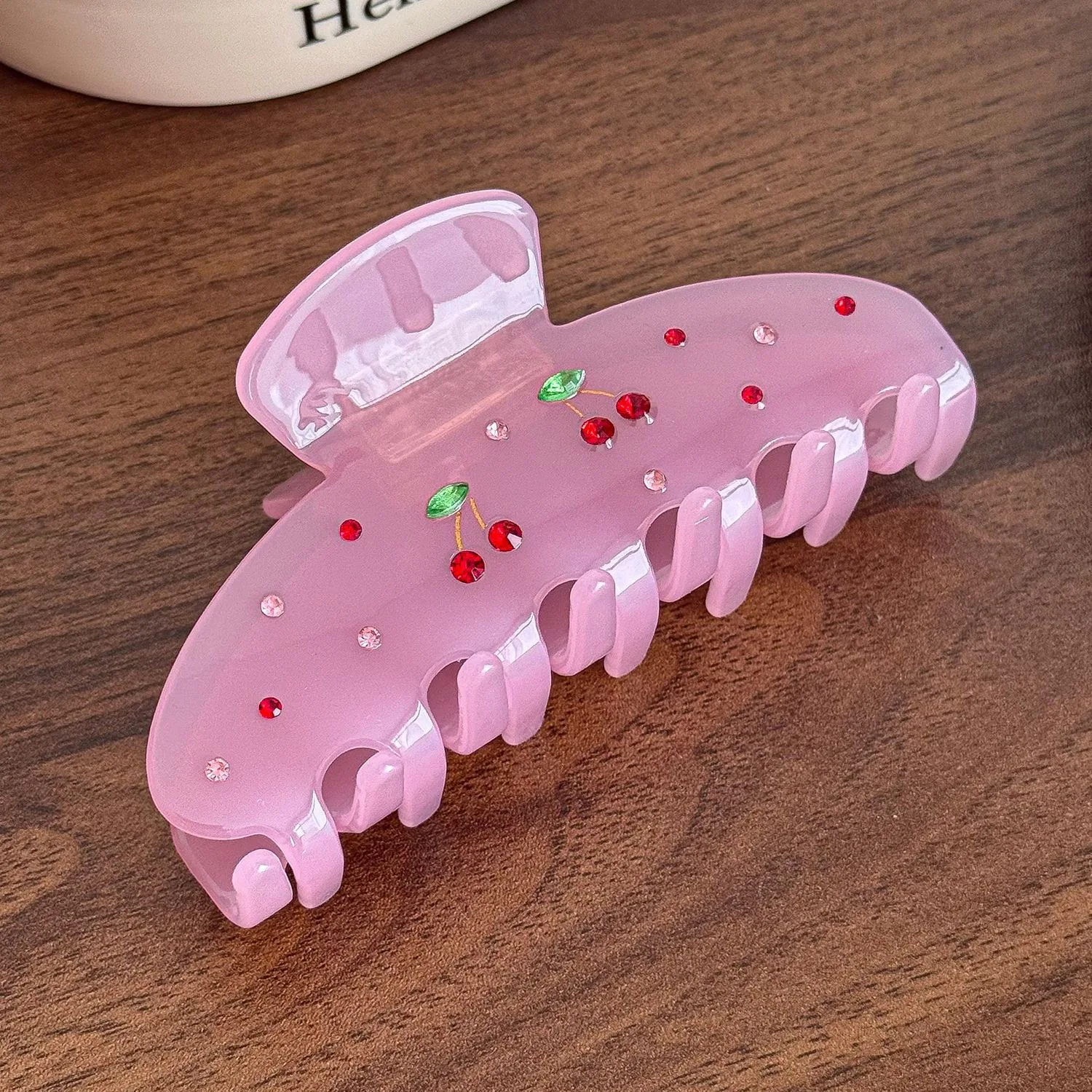 قطعة واحدة من مخلب شعر الكرز الجديد المرصع بالألماس، مشبك شعر من الأسيتات الماسي متعدد الألوان، مشبك شعر لأعلى الرأس الخلفي #4