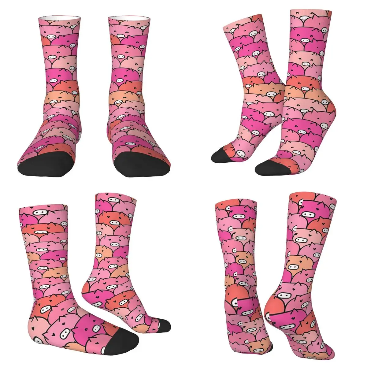 Cartoon Pink Pig Piggy Animal Pattern Socks Harajuku Super Soft Stockings All Season Long Socks for Unisex Valentine's Day Gifts