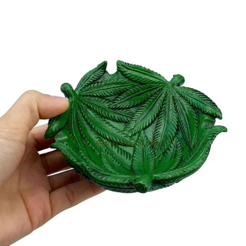 

New Vintage Green Leaf Resin Ashtray & Key Holder - Desk Organizer, Home Decor, Retro Bar Accessory for Indoor/Outdoor Use
