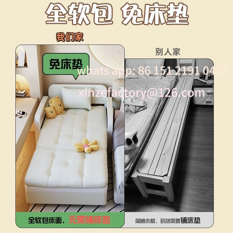 Customizable splicing bed widening artifact bedside wood soft bag widening adults can sleep side bed bed folding can be stored