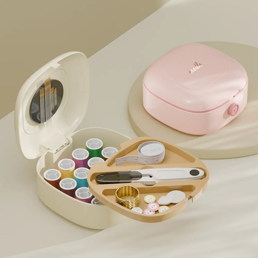 

Пластиковый корпус, портативная коробка для шитья, практичная легкая двухслойная коробка для шитья, элегантные инструменты для ручного шитья, ремесло