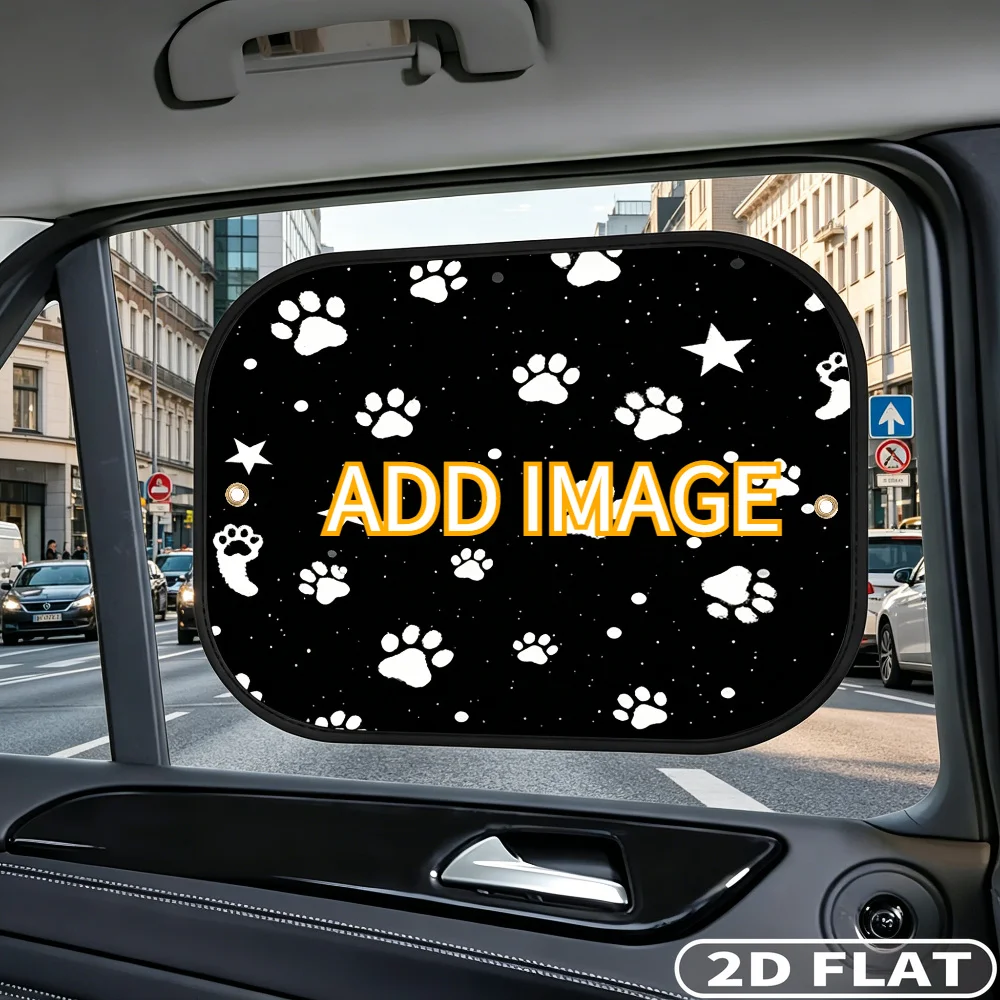2D FLAT 4pcs Personalized Car Side Window Sunshades with 8 Suction Cups, Add Your Image/ Photo/ Design, Car Side Window Curtains