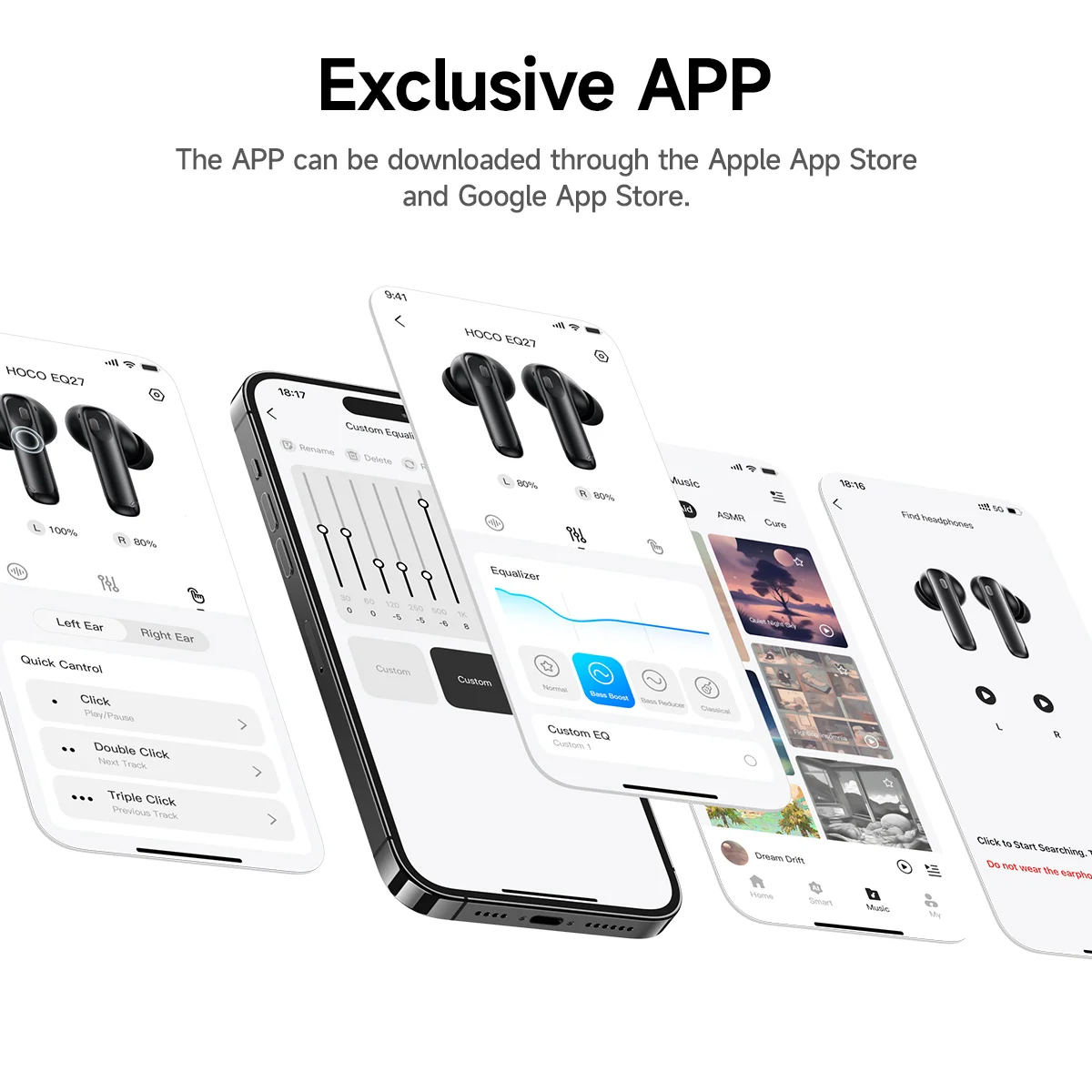 HOCO EQ27 Smart AI Translation Headset ANC,ENC Noise Cancelling with APP Control Function Wireless Earphones Portable Headphones view 3