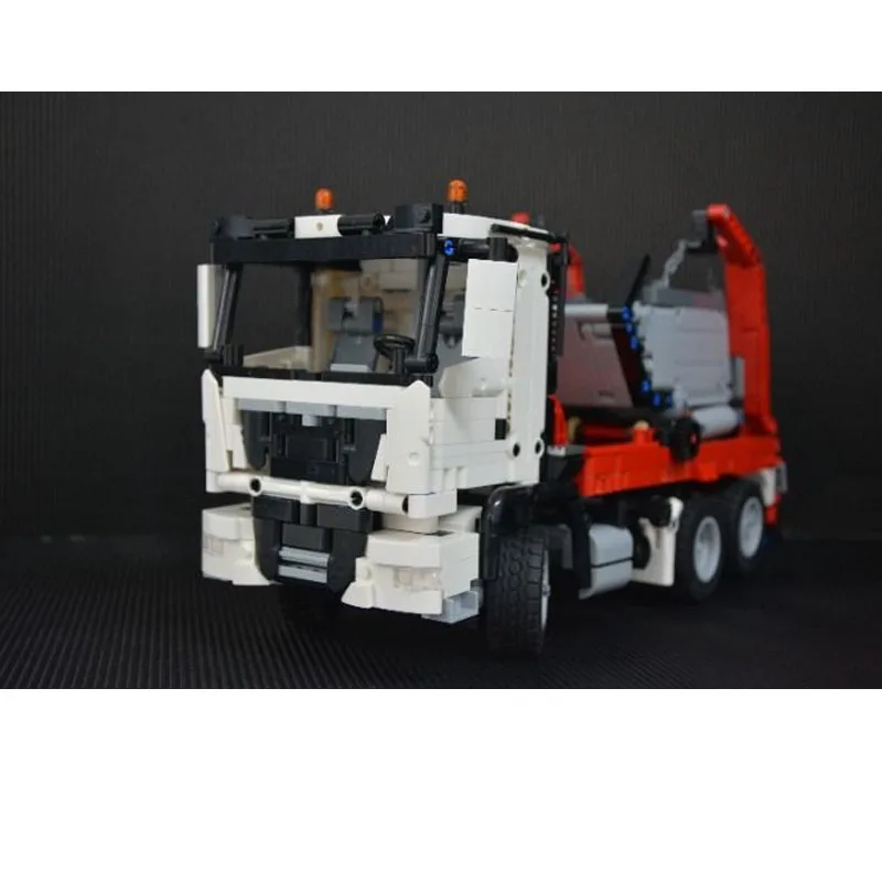 Klasyczna ciężarówka MOC-140401 MAN TGS Skip Loader 1290PCS dla dorosłych dzieci Puzzle klocki budowlane zabawka skala 1:21 prezenty na urodziny,