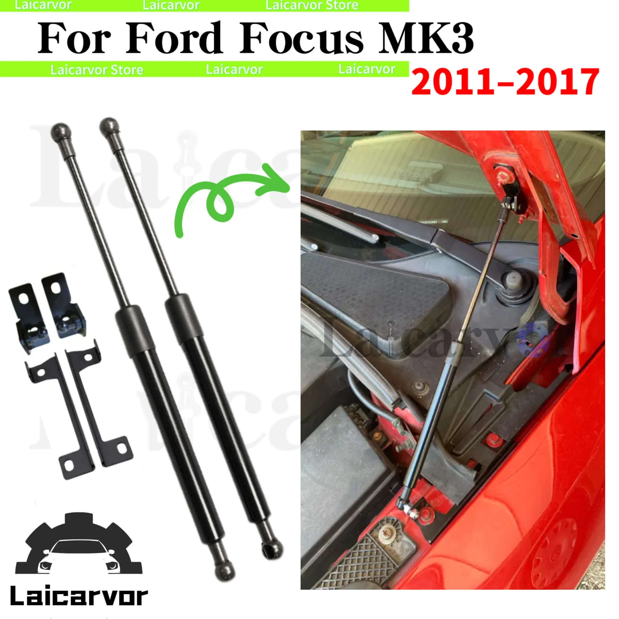 1-セットガスストラットフォードフォーカス-mk3-2011-2017-フロントフードボンネットリフトサポートダンパーショックアブソーバーピストンロッドシリンダー