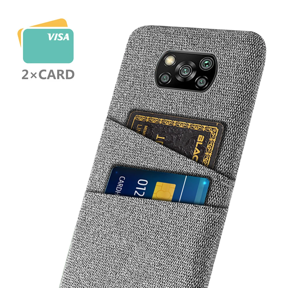 Case For Xiaomi PocoPhone X3Pro Luxury Febric Antiskid Card Slot Holder Cover For Poco X 3 X3 X4 Pro 5G NFC PocoX3Pro Coque Capa