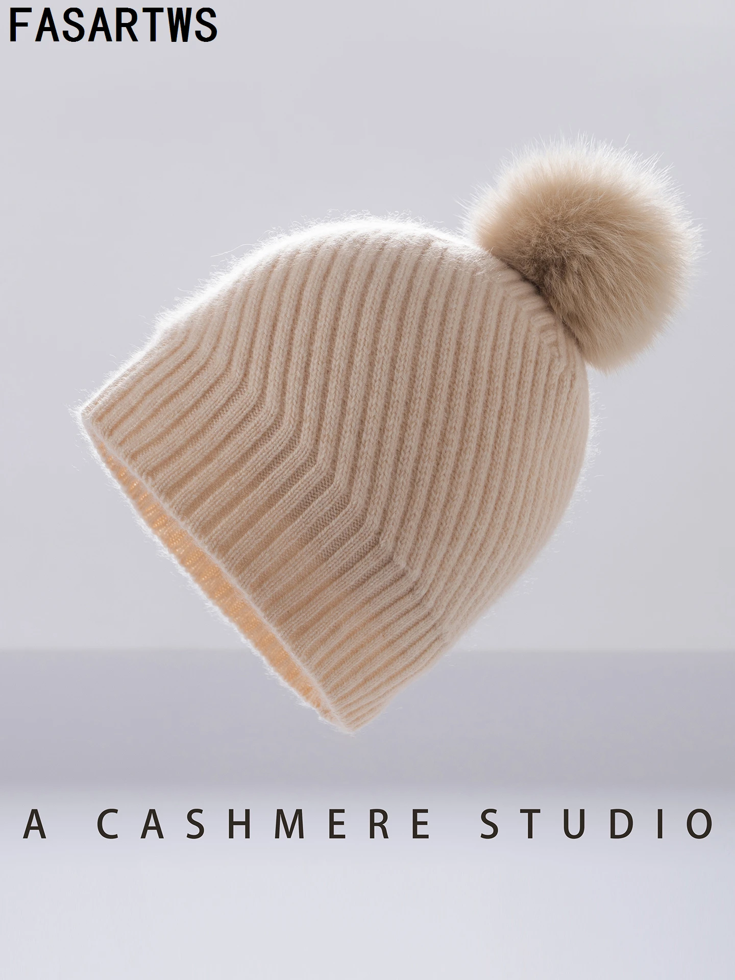 FASARTWS عالية الجودة 100% الكشمير قبعة قبعة الشتاء الجديدة القبعات النساء لينة الدافئة قبعات منسوجة بلون قبعات الخريف الشتاء عادية