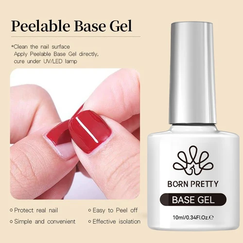 Imagen 2 del producto BORN PRETTY Peel Off Base Gel de larga duración Super Top Coat Esmalte de uñas en gel básico Esmalte Barniz Soak Off Nail Art Manicura 10ml