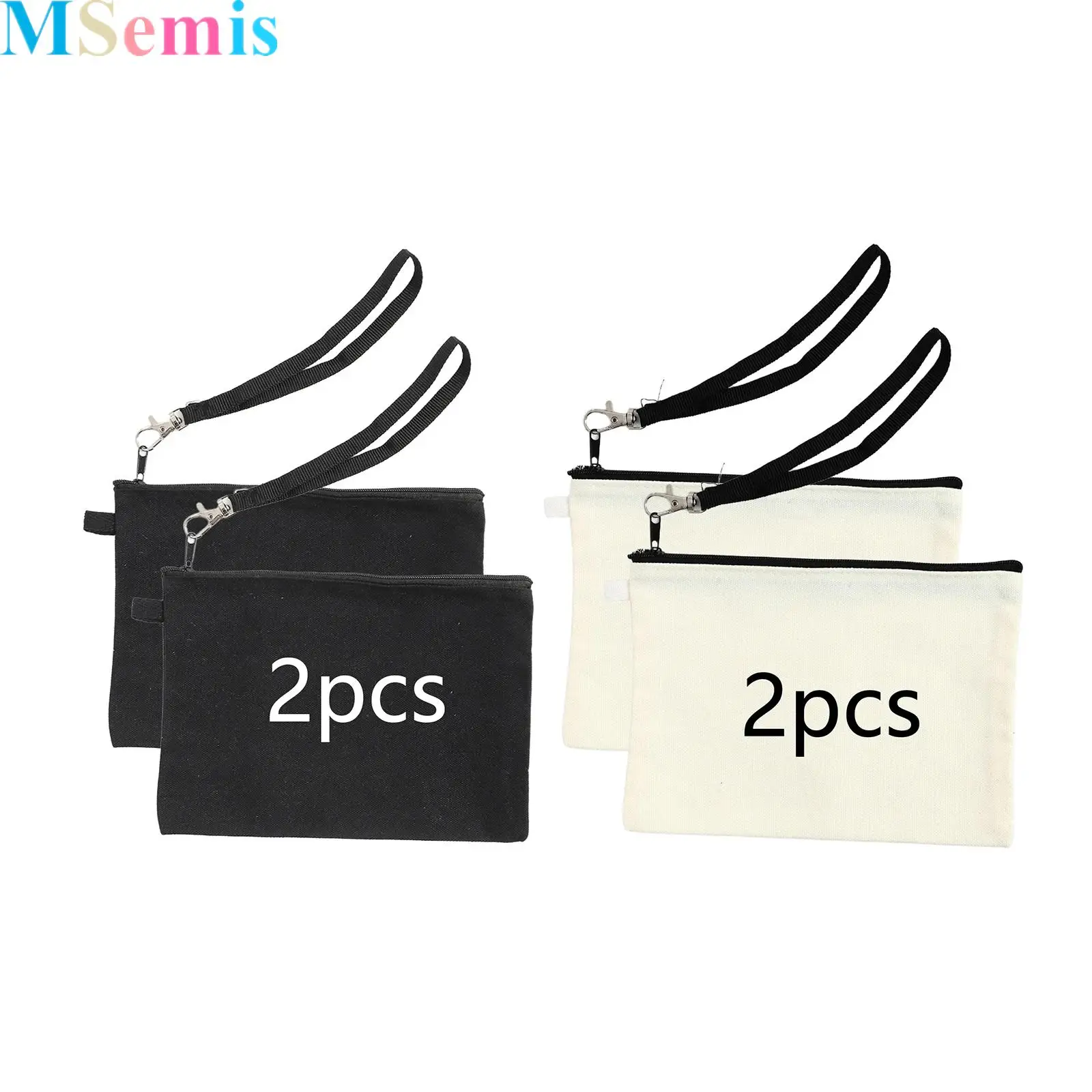 

2Pcs Canvas Pencil Pouch Makeup Bag Cosmetic Bags with Zipper Pencil Case for School Travel Organized
