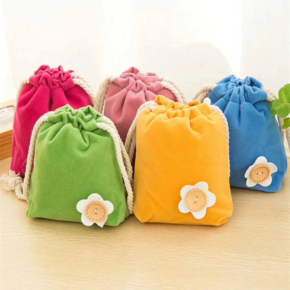 

5pcs Drawstring Bag Durable Soft Lightweight Party Favors Gift Bags Toiletries Storage Candy Key Accessories Travel Home Decor