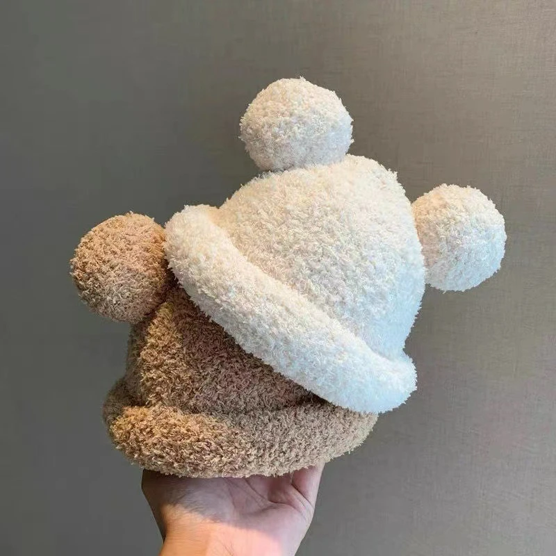 

Детская шапка Ins с рисунком Микки и милыми медвежьими ушками, плюшевая шапка в корейском стиле, модная теплая шапка для младенцев и малышей