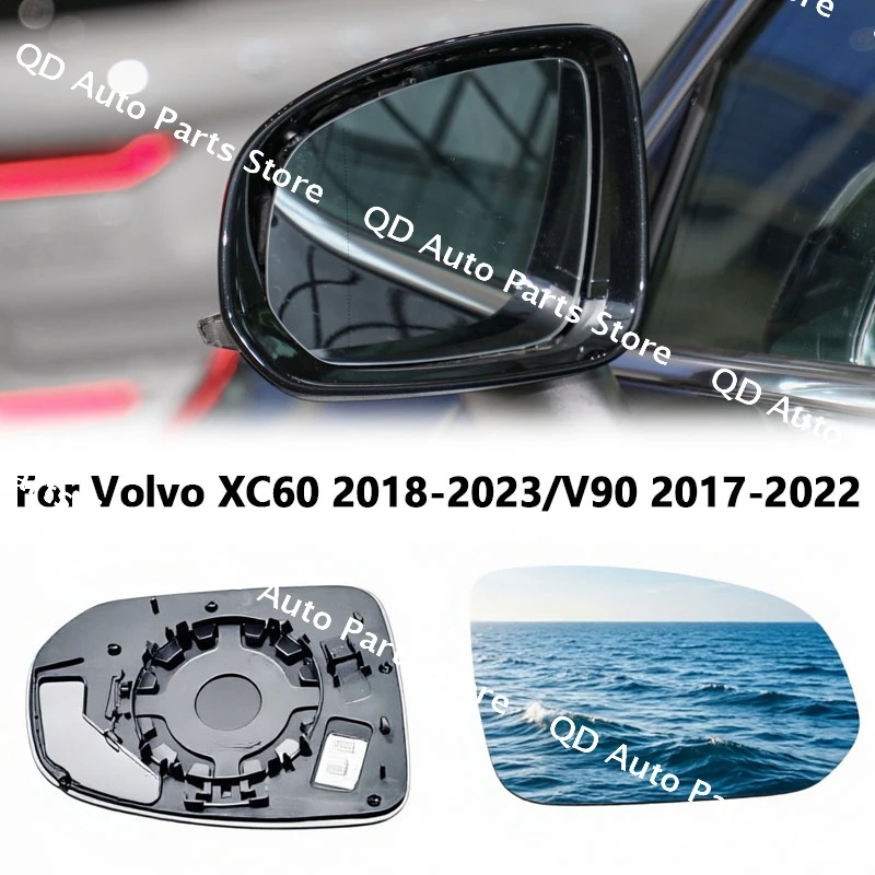 

For Volvo XC60 2018-2023/V90 2017-2022 Car Accessories Left and Right Rearview Heating Auto Side Mirror Glass Blind Spot Warning