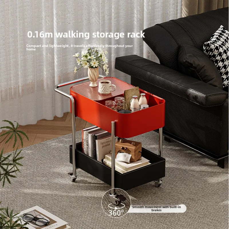 trolley living room multi-layer dopamine home storage removable sofa side food medieval wheeled rack