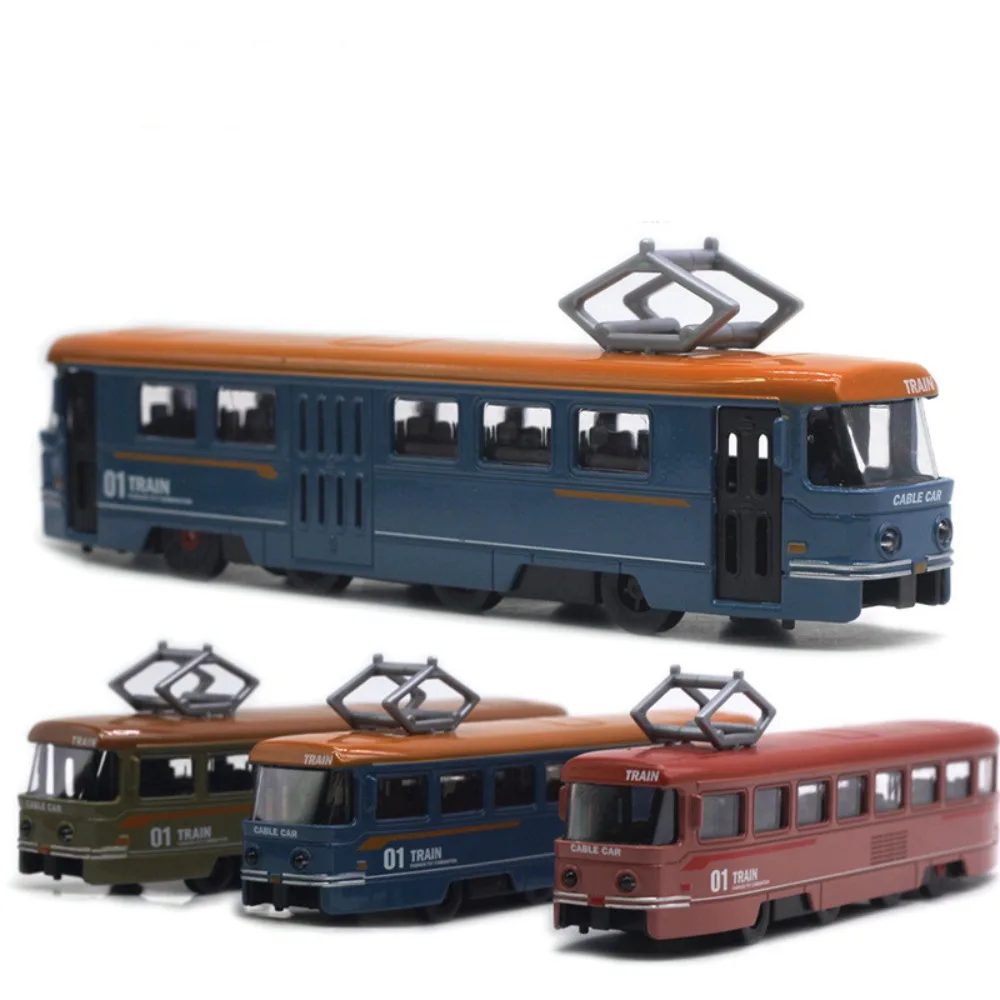 Simulation Rail Tram Light Rail Tram Model Alloy 1:50 Sound and Light Bus Retro Five Color Rail Tram Train Model