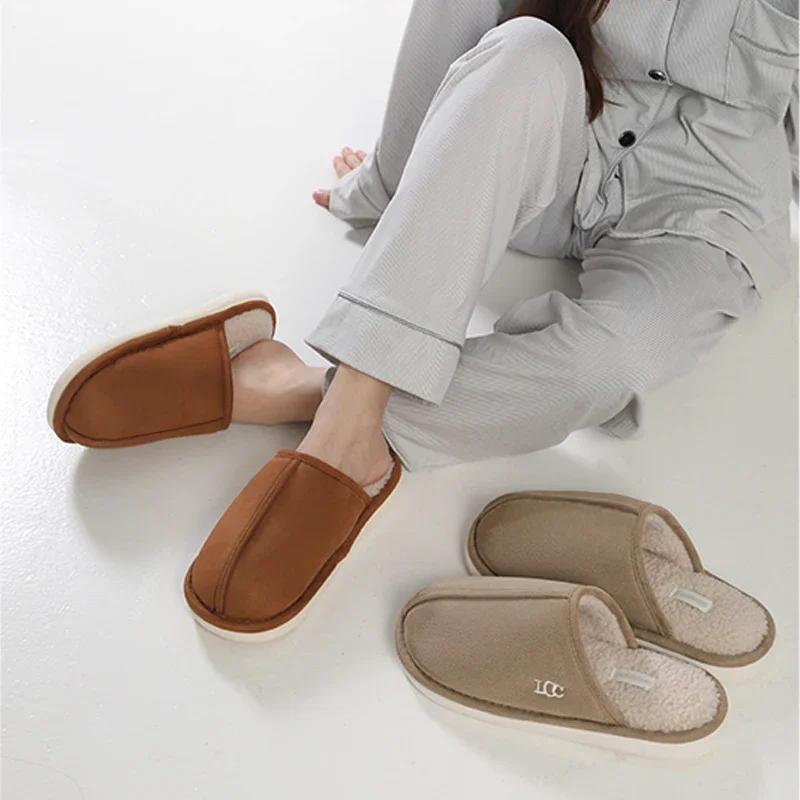 Classic New Women Slippers Men Indoor House Slipper Unisex Warm Plush Home Shoes Anti-slip Autumn Winter Flat Slide Shoe