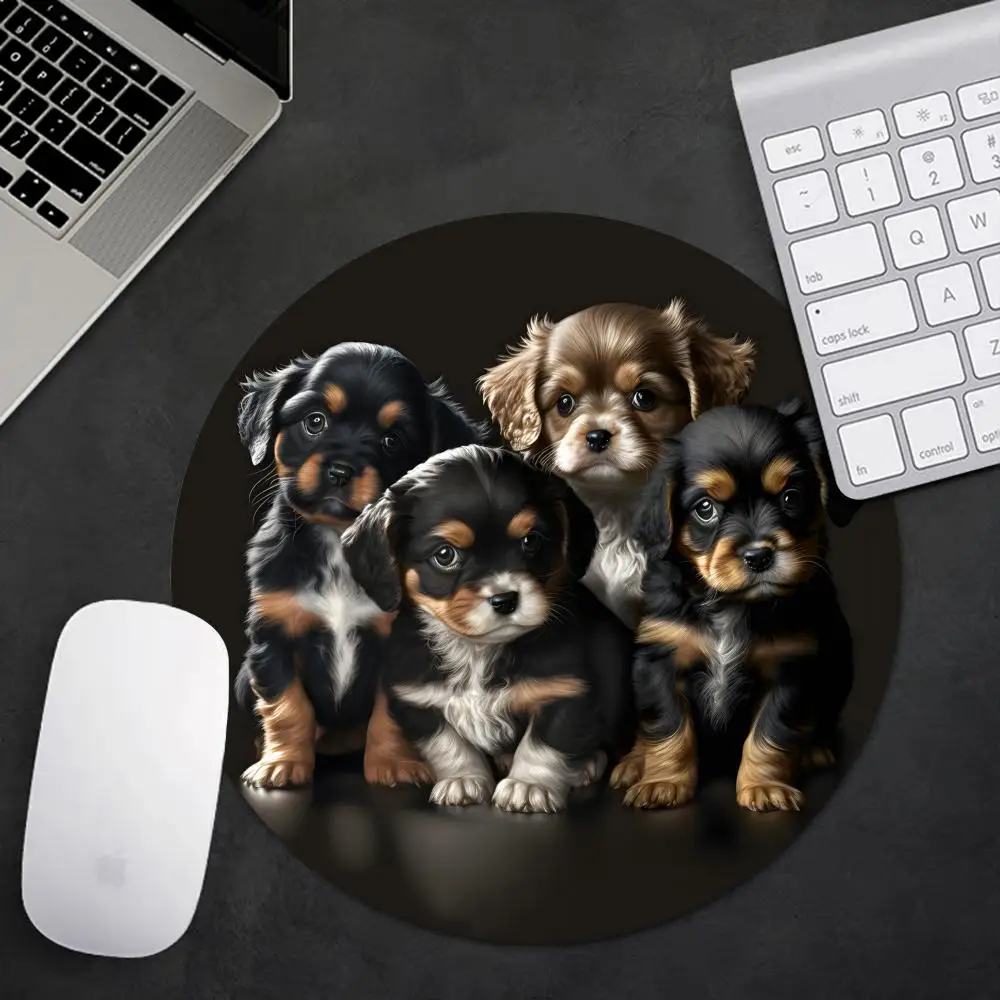 

Rubber Round Mouse Pad Reusable Dog Portable Non-Slip Rubber Computer Table Office Accessories Desk Gadgets Mouse Mat Desk Pad